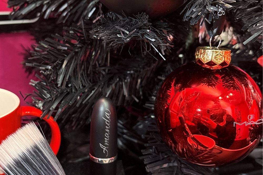 mac gift mac bauble and personalised bullet lipstick